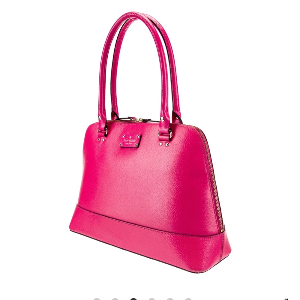 Kate Spade Pink Shoulder Bag with Structured Shape and Glossy Finish
